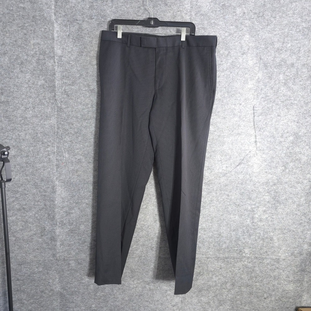 Hugo Boss Scorsese Dress Pants Men 40 Black Virgin Wool Striped Straight Trouser